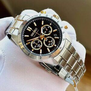 Seiko Gold Accent Chronograph Stainless Steel Men's Watch